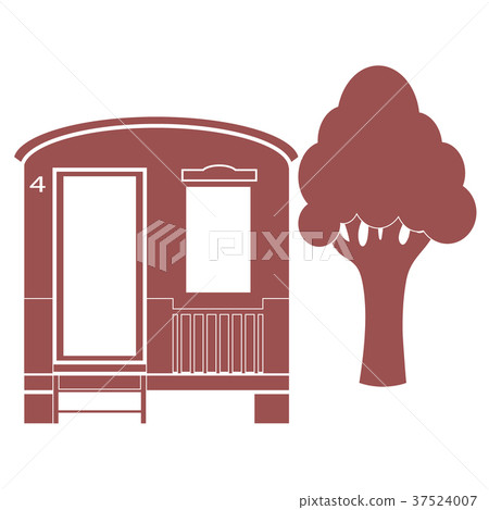Stylized icon of a colored house for camping Stylized icon of a colored house for camping 37524007