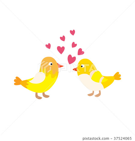 Two lovely birds couple vector fall in love fly 37524065