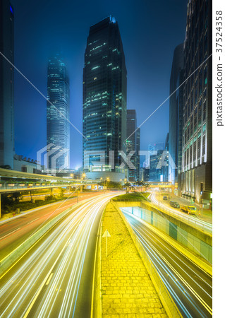City street view and office buildings Hong Kong 37524358