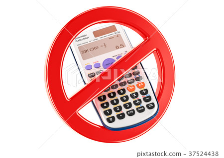 Forbidden sign with scientific calculator 37524438