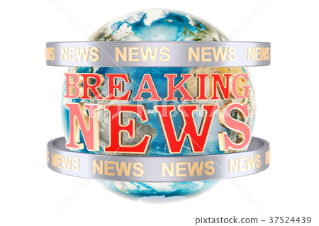 Global Breaking News with Earth Globe concept 37524439
