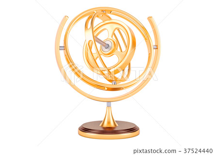 Golden Gyroscope, 3D rendering 37524440