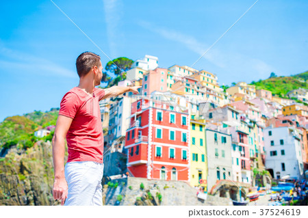 Young man with beautiful view at old italian Young man with beautiful view at old italian 37524619