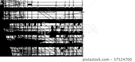 silhouette of scaffolding construction building 37524700
