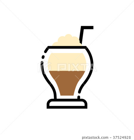 Coffee frappe cup line art illustration. Line Coffee frappe cup line art illustration. Line 37524928