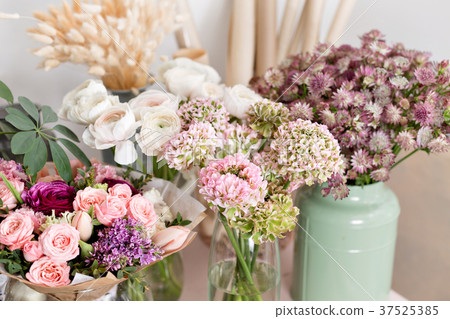 Few of beautiful luxury bouquet. Mixed flowers on 37525385