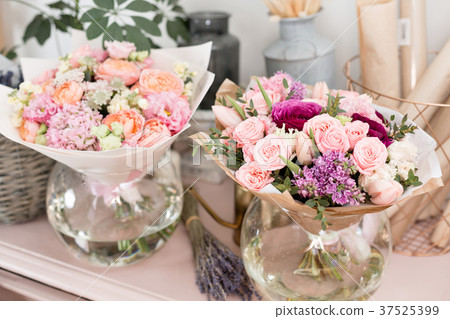 Few of beautiful luxury bouquet. Mixed flowers on 37525399