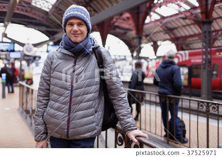 Tourist on the platform of Copenhagen station 37525971