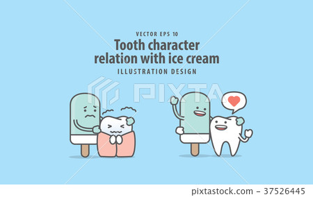 Tooth character relation with ice cream vector Tooth character relation with ice cream vector 37526445