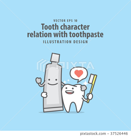 Tooth character relation with toothpaste vector Tooth character relation with toothpaste vector 37526446