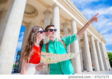 Young tourist friends traveling on holidays in 37527275