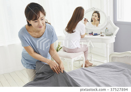 媽媽，女兒，生活，韓國人 37527894