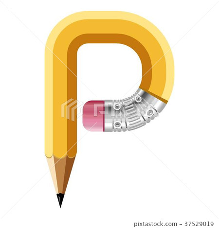 Letter p pencil icon, cartoon style 37529019