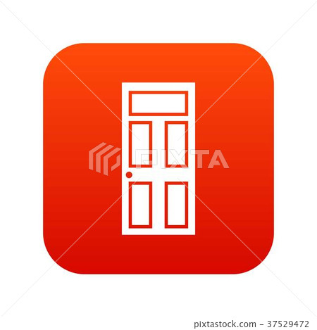 Wooden door with glass icon digital red 37529472