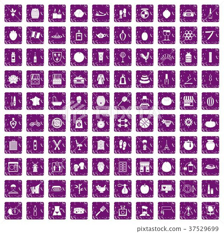 100 beauty product icons set grunge purple 100 beauty product icons set grunge purple 37529699