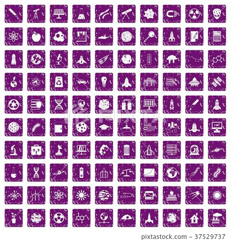100 space icons set grunge purple 100 space icons set grunge purple 37529737