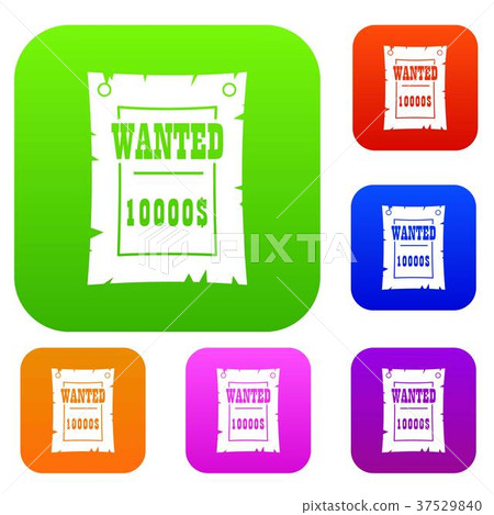 Vintage wanted poster set color collection 37529840