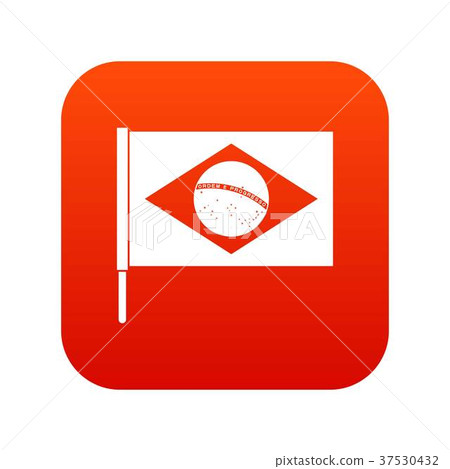 Flag of Brazil icon digital red Flag of Brazil icon digital red 37530432