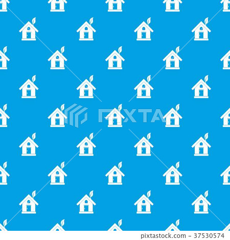 Eco house concept pattern seamless blue Eco house concept pattern seamless blue 37530574