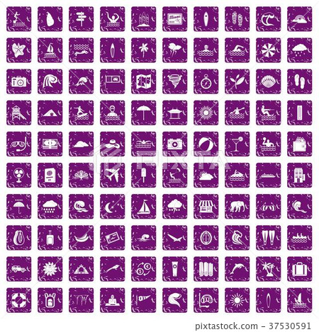 100 surfing icons set grunge purple 100 surfing icons set grunge purple 37530591