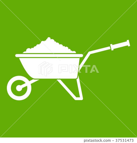 Wheelbarrow loaded with soil icon green Wheelbarrow loaded with soil icon green 37531473