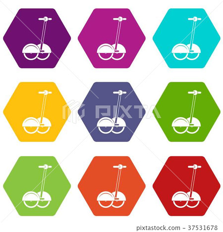 Alternative transport vehicle icon set color hexahedron Alternative transport vehicle icon set color hexahedron 37531678