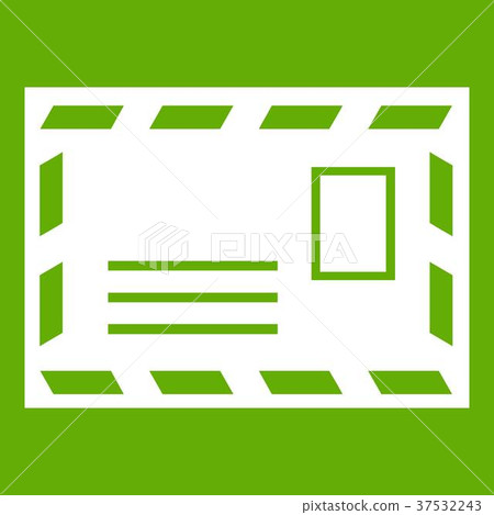 Postage envelope with stamp icon green Postage envelope with stamp icon green 37532243