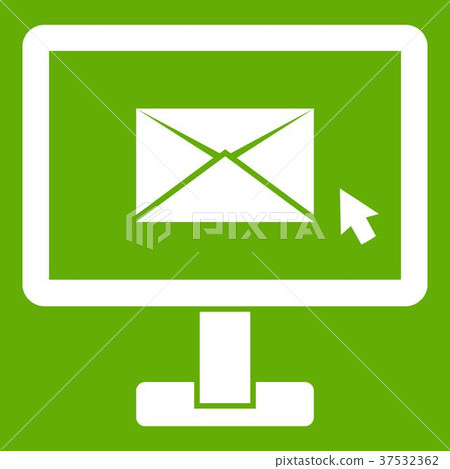 Monitor with email sign icon green - Stock Illustration [37532362] - PIXTA
