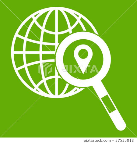 Globe, map pointer and magnifying glass 37533018