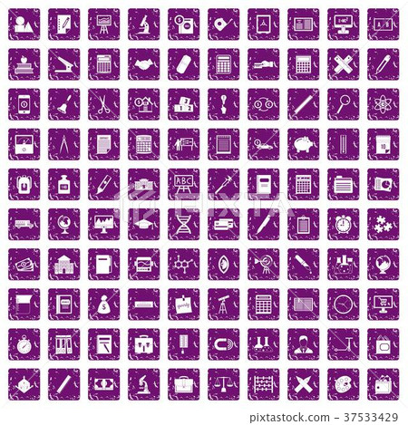 100 calculator icons set grunge purple 37533429
