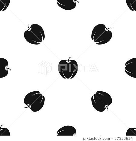 Ripe apple pattern seamless black - Stock Illustration [37533634] - PIXTA