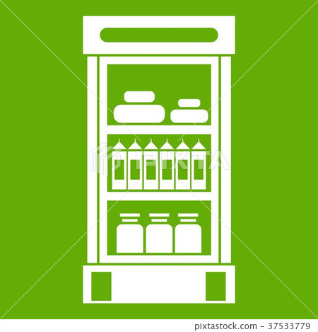 Products in the supermarket refrigerator icon green 37533779