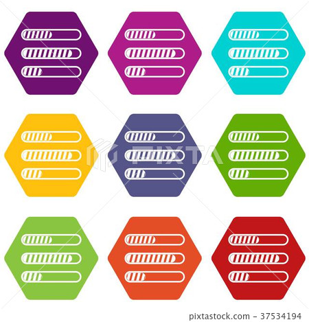 Sign horizontal columns load icon set color hexahedron Sign horizontal columns load icon set color hexahedron 37534194