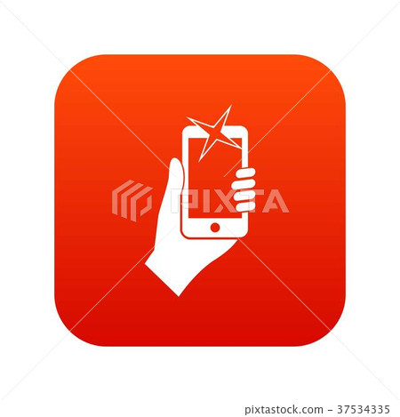 Hand photographed on mobile phone icon digital red 37534335
