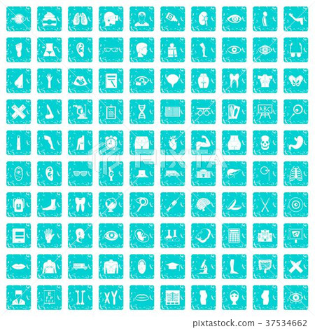 100 anatomy icons set grunge blue 100 anatomy icons set grunge blue 37534662