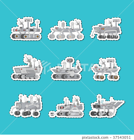 Mars rovers isolated labels set 37543051