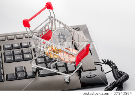virtual coins bitcoin in trolley  advance keyboard 37543594