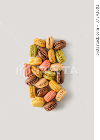 colorful almond cookies macarons on light 37543603