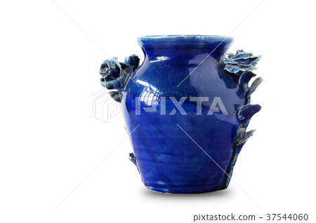 blue vase on white background. 37544060