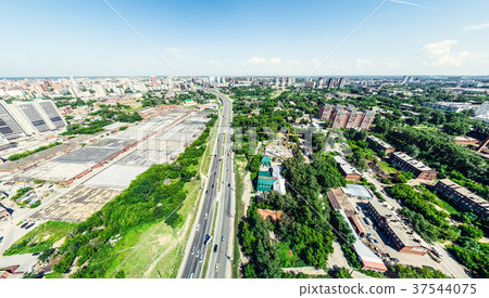 Aerial city view with crossroads and roads, houses 37544075