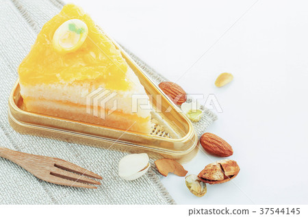 Orange cake on tray. Orange cake on tray. 37544145