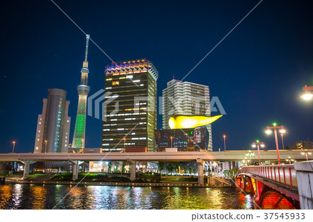 東京淺草Sumidagawa和天空樹夜視圖 37545933