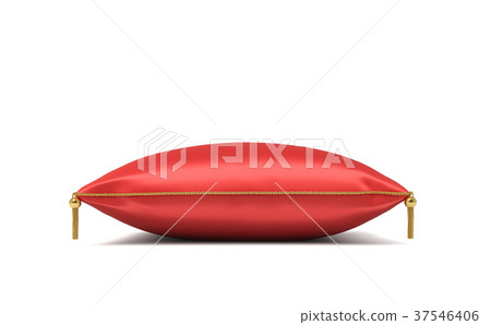 3d rendering of a red silk royal pillow with 37546406