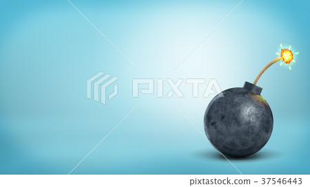 3d rendering of a large and old iron bomb stands 37546443
