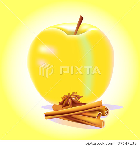 a still-life yellow apple with cinnamon a still-life yellow apple with cinnamon 37547133