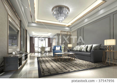 luxury and modern living room and dining room luxury and modern living room and dining room 37547956
