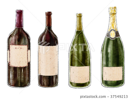 Set of wine bottles isolated on white background. - Stock Illustration ...