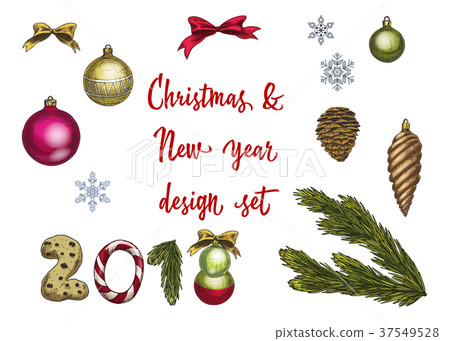 Set of Christmas decoration and holiday elements. Set of Christmas decoration and holiday elements. 37549528