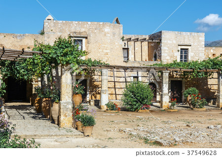 The courtyard of Arkadi Monastery on Crete, Greece 37549628