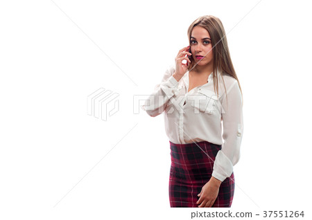 Charming young girl posing on white background Charming young girl posing on white background 37551264